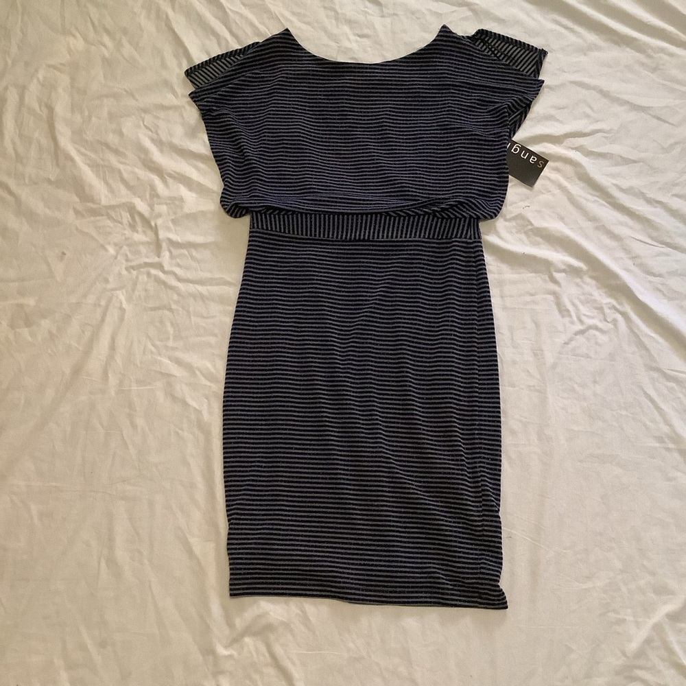 Sangria sparkly blue back cutout dress